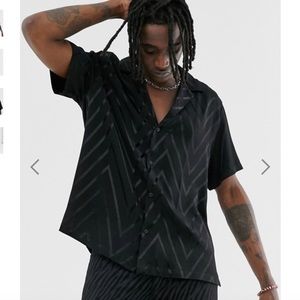 ASOS Black Button Down Striped Shirt